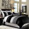 Loft 8-Piece Striped Comforter Set Queen, Black/Gray/White