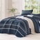 Andency Navy Quilts Queen Size, 3 Pcs Boho Lightweight Striped Bedspread