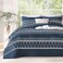 Andency Navy Quilts Queen Size, 3 Pcs Boho Lightweight Striped Bedspread