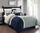 Chezmoi Collection Upland 7-Piece Quilted Patchwork Comforter Set, Navy/Blue/Gray, Queen