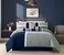 Chezmoi Collection Upland 7-Piece Quilted Patchwork Comforter Set, Navy/Blue/Gray, Queen
