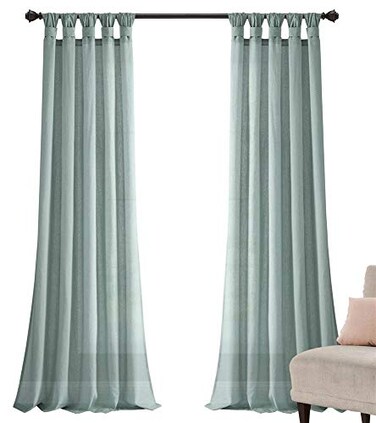 Lush Decor Burlap Knotted Tab-Top Window Curtain Panel Pair, 45"W x 84"L, Blue