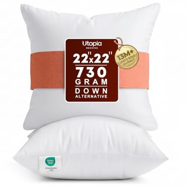 Utopia Bedding 22x22 Pillow Inserts, White Throw Pillows for Couch, 2 Pack