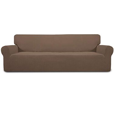 Easy-Going Stretch 4 Seater Oversized Sofa Couch Cover Brown