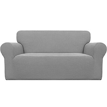 Easy-Going Stretch Oversized Loveseat Couch Covers Washable Light Gray