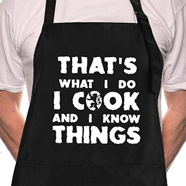 Rosoz Funny BBQ Black Chef Aprons for Men, Adjustable Kitchen Cooking Apron