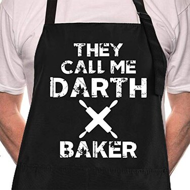 Rosoz Funny BBQ Black Chef Aprons for Men,Adjustable Kitchen Cooking Aprons