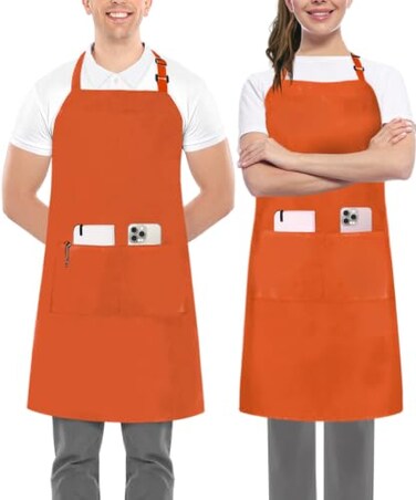 Utopia Kitchen 2 Pack Bib Apron, Adjustable with 2 Pockets, Water and Oil Resistant, Cooking Kitchen Chef Apron for Women Men