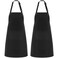 NLUS 2 Pack Kitchen Cooking Aprons, Adjustable Bib Soft Chef Apron with 2 Pockets for Men Women (Black,2)