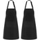NLUS 2 Pack Kitchen Cooking Aprons, Adjustable Bib Soft Chef Apron with 2 Pockets for Men Women (Black,2)