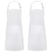 Syntus 2 Pack Adjustable Bib Apron Waterdrop Resistant with 2 Pockets Cooking Kitchen Aprons for BBQ Drawing, Women Men Chef, White