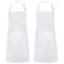 Syntus 2 Pack Adjustable Bib Apron Waterdrop Resistant with 2 Pockets Cooking Kitchen Aprons for BBQ Drawing, Women Men Chef, White