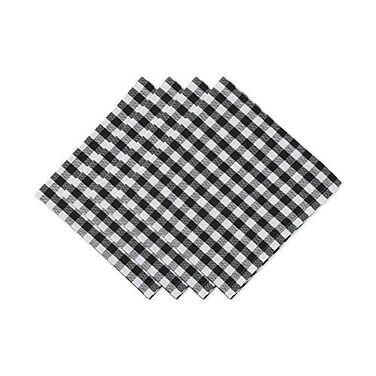 DII Cotton Napkin Set Machine Washable Everyday Basic, 20x20, Black &amp; White Gingham, 4 Count