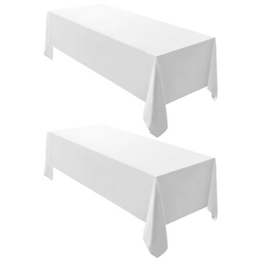 Surmente 2 Pack 60x102 Inch White Tablecloth for 6 Foot Rectangle Tables
