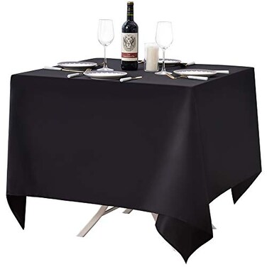 Surmente Small Black Square Tablecloth 70x70 Inch