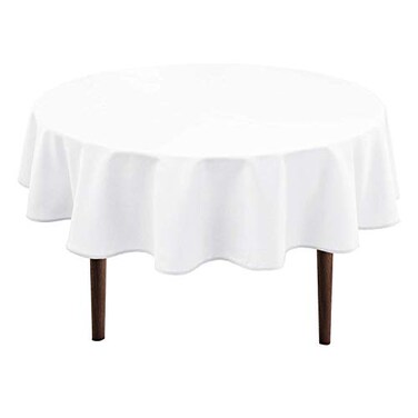 Hiasan Round Tablecloth, 60 Inch, White &frac14;&OElig;1 Pack