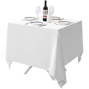 Surmente Small White Square Tablecloth 52x52 Inch