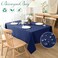 Biscaynebay Textured Fabric Tablecloths 52x70 Inches Rectangular, Navy Water Resistant Tablecloths for Dining, Kitchen, Wedding and Parties etc. Machine Washable