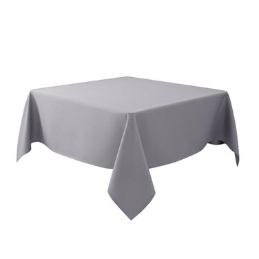 Biscaynebay Textured Fabric Square Tablecloths 54x54 Inches, Silver Grey Water Resistant Spill Proof Table Cloth Washable Small Card Folding Table Covers for Dining, Kitchen, Wedding and Parties