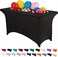 Peomeise 4FT Spandex Table Cover Rectangular Stretch Spandex Tablecloth (Black,4FT)