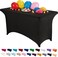 Peomeise 4FT Spandex Table Cover Rectangular Stretch Spandex Tablecloth (Black,4FT)