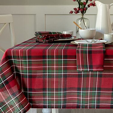 Benson Mills Holiday Plaid Tablecloth (Red, 60" X 84" Rectangular)