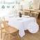 Biscaynebay Fabric Tablecloths 60x108 Inches Rectangular, White Water Resistant Tablecloths for Dining, Kitchen, Wedding and Parties etc. Machine Washable