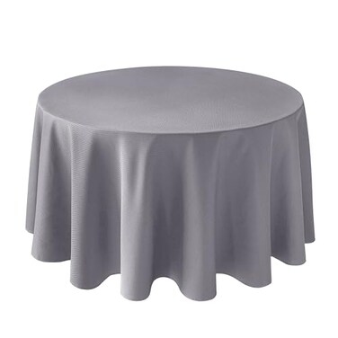 Biscaynebay Textured Fabric Round Tablecloths 90", Silver Grey Water Resistant Table Cloths Circle Folding Table Covers Linen for Dining, Kitchen, Wedding &amp; Parties etc.