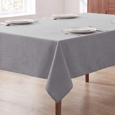 H.VERSAILTEX Linen Textured Table Cloths 54 x 80 Inch Premium Solid Tablecloth Spill-Proof Waterproof Table Cover for Dining Buffet Feature Extra Soft and Thick Fabric Wrinkle Free, Grey