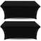 White Classic Stretch Spandex Table Covers 4FT, Pack of 2 Fitted Tablecloths for Rectangle Tables, Stretchy Wrinkle Resistant Folding Table Cover, Black