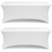 Stretch Spandex Table Covers 4FT, Pack of 2 Fitted Tablecloths for Rectangle Tables, Stretchy Wrinkle Resistant Folding Table Cover, White