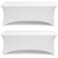 Stretch Spandex Table Covers 4FT, Pack of 2 Fitted Tablecloths for Rectangle Tables, Stretchy Wrinkle Resistant Folding Table Cover, White
