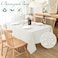 Biscaynebay Textured Fabric Tablecloths 60x84 Inches Rectangular, Ivory Water Resistant Tablecloths for Dining, Kitchen, Wedding, Parties etc. Machine Washable