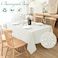 Biscaynebay Textured Fabric Tablecloths 60x84 Inches Rectangular, Ivory Water Resistant Tablecloths for Dining, Kitchen, Wedding, Parties etc. Machine Washable