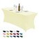 CWK 6FT Stretch Spandex Fitted Tablecloth,Rectangular Table Cover,Beige