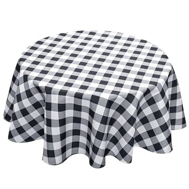 Biscaynebay Fabric Round Tablecloths 70", Black/Grey Scottish Plaid Table Cloth Small Circle Folding Table Covers Water Resistant for Dining, Kitchen, Wedding &amp; Parties