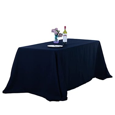 Ascoza 2pack 90x132 Inch Navy Rectangular Tablecloth 8 Feet Table Cloth in Polyester Fabric for Wedding/Banquet/Restaurant/Parties