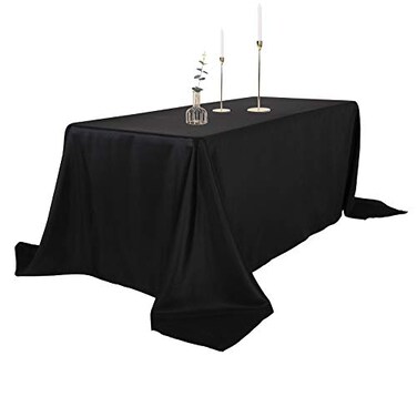 Ascoza 6pack 90x132 Inch Black Rectangular Tablecloth 8 Feet Table Cloth in Polyester Fabric for Wedding/Banquet/Restaurant/Parties