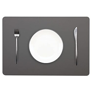 Wipeable Placemats Leather Table Mats Waterproof Heat-Resistant Easy to Clean for Dining Table Set Kitchen Table (6, Grey)