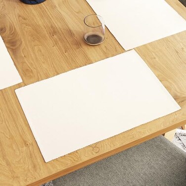 Encasa XO Placemats, Fine Ribbed Cotton Table Mats 19"x13
