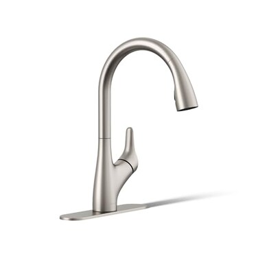 KOHLER 30469-VS Rival Single Handle Pull-Down Kitchen Faucet, Kitchen Sink Faucet with Pull-Down Sprayer, Vibrant Stainless