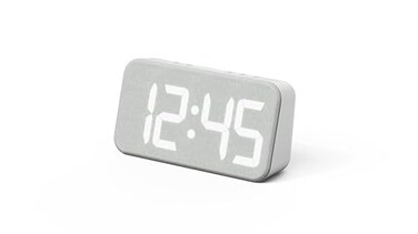 mooas Cosy Fabric LED Desk Clock, Digital Alarm Clock (Light Grey