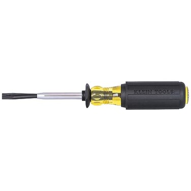 Klein Tools 6024K Slotted Screw-Holding Screwdriver, 1/4-Inch Split-Blade Flat Head Driver, Positive Gripping Action, Cushion-Grip Handle