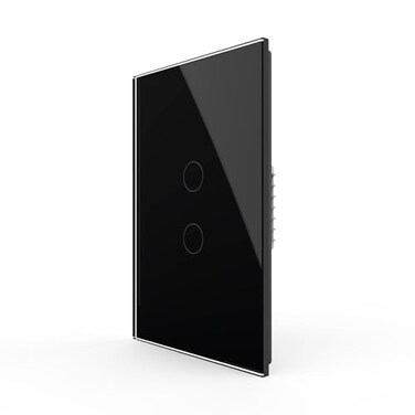 LIVOLO Modern Electrical Light Switch Tempered Glass Panel Single Pole Wall Touch Light Switch with Led Indicator,No Neutral Wire,2 Circles 1 Way (Black