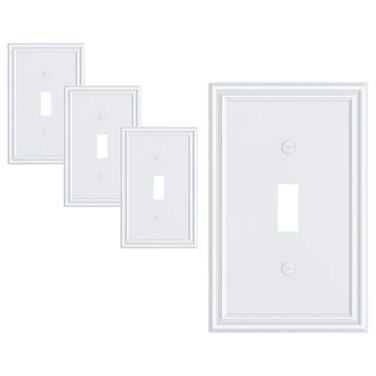 treewell 4-Pack Zinc Alloy Single Toggle Light Switch Cover Plate, Solid Wall Plate
