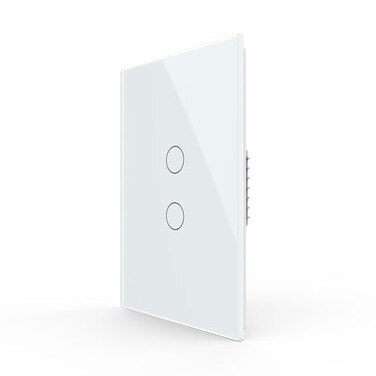 LIVOLO Modern Electrical Light Switch Tempered Glass Panel Single Pole Wall Touch Light Switch with Led Indicator,No Neutral Wire,2 Circles 1 Way (White