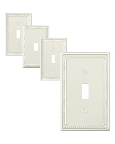 TREEWELL 4-Pack Single Toggle Light Switch Cover Plate, Light Almond