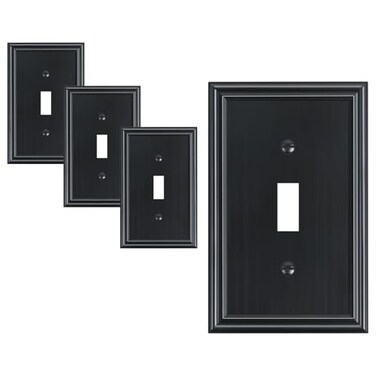 treewell 4-Pack Zinc Alloy Single Toggle Light Switch Cover Plate, Solid Wall Plate