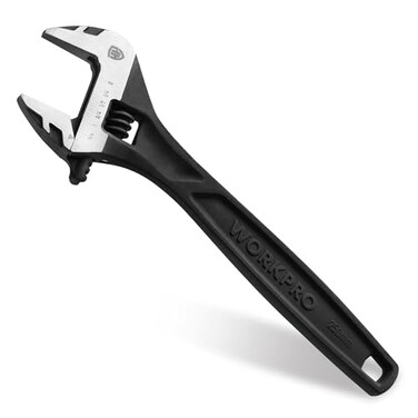 WORKPRO 10" Large Jaw Adjustable Wrench, Cr-V Steel, Black Oxide Finish