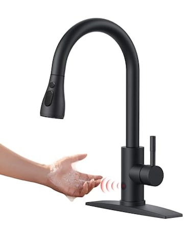 FORIOUS Touchless Kitchen Faucet with Pull Down Sprayer, Black